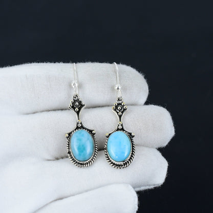 Blue Larimar Gemstone Earrings