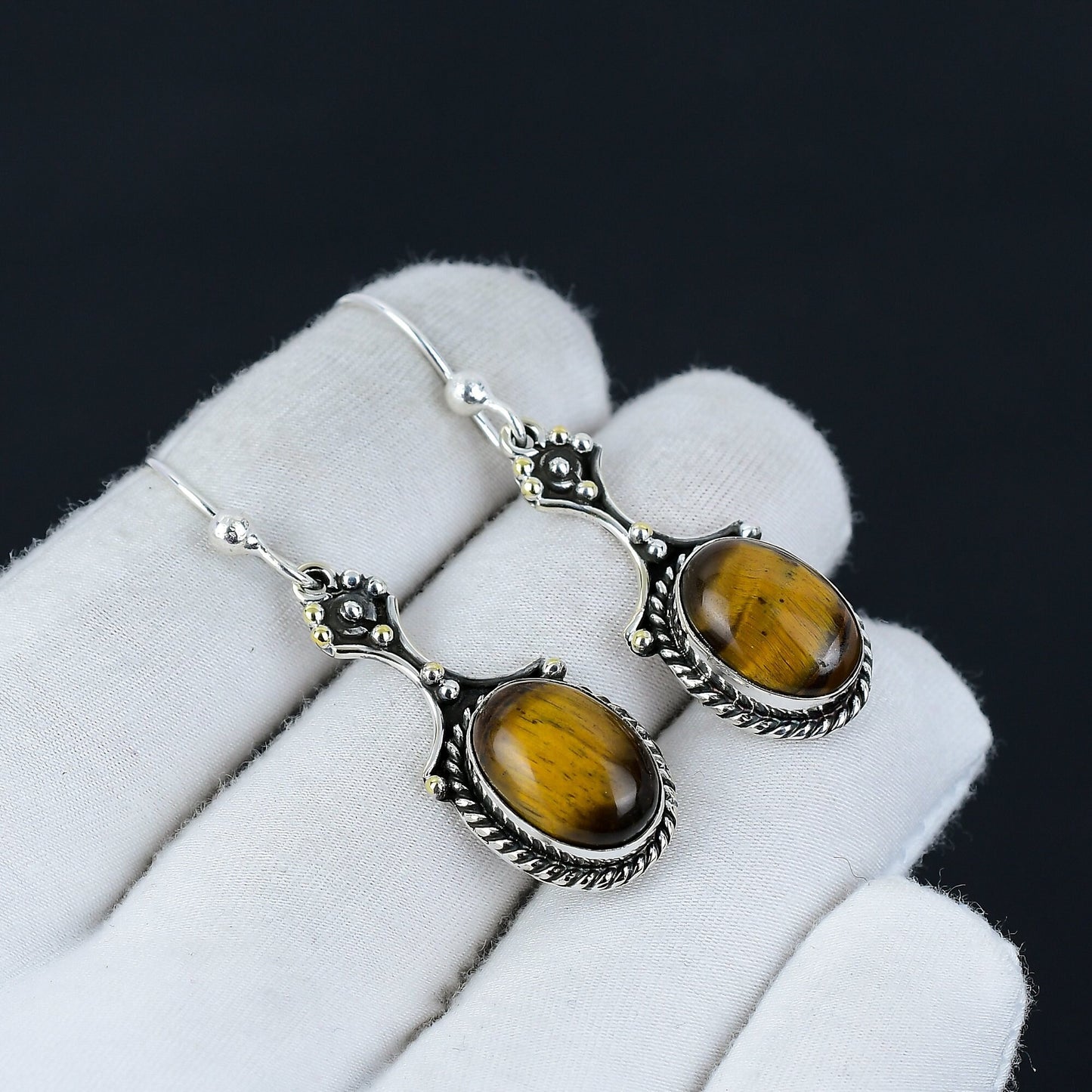 Brown Tiger Eye Gemstone Earrings