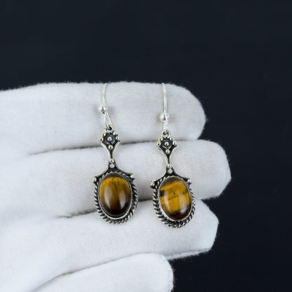 Brown Tiger Eye Gemstone Earrings