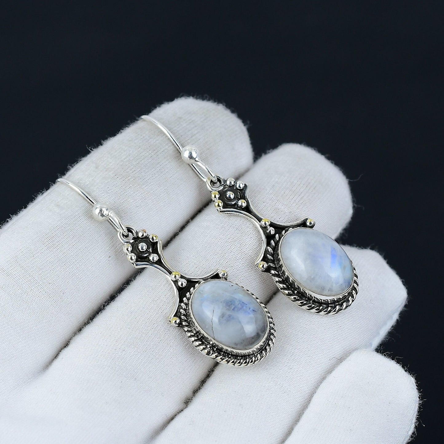 Rainbow Moonstone Gemstone Earrings
