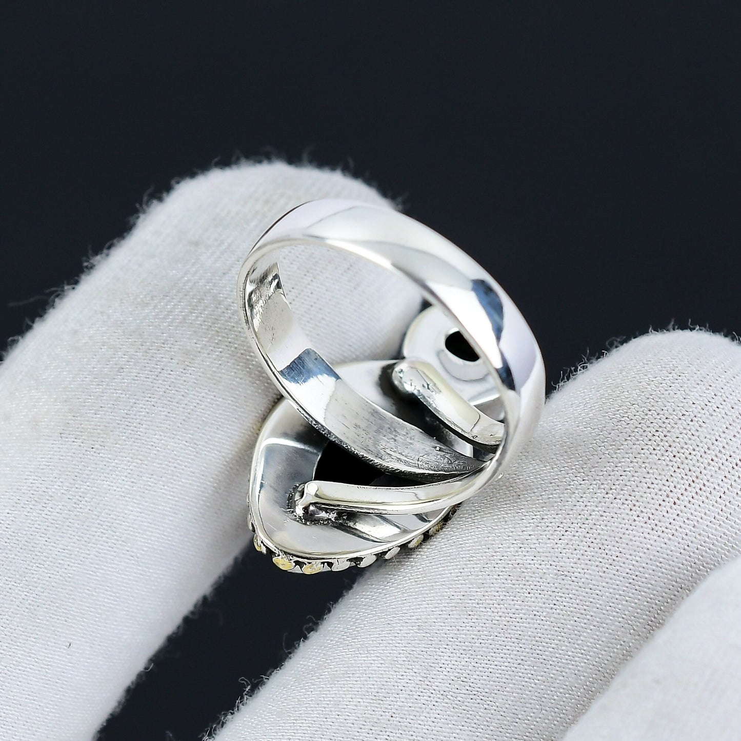 Black Onyx & Rutile Gemstone Ring