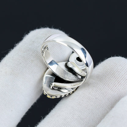 Black Onyx & Rutile Gemstone Ring