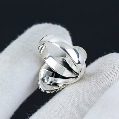 Turquoise and White Moonstone Sterling Silver Ring
