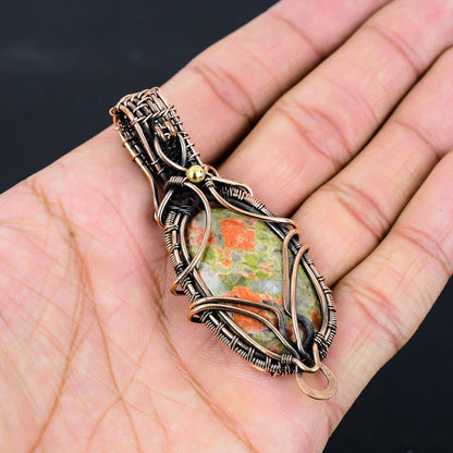 Green Pink Unakite Gemstone Pendant
