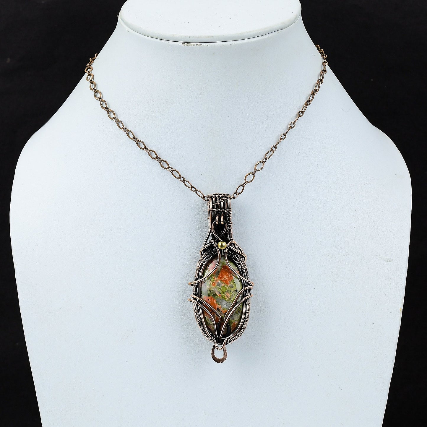 Green Pink Unakite Gemstone Pendant
