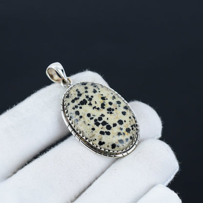 Black and White Dalmatian Jasper Pendant