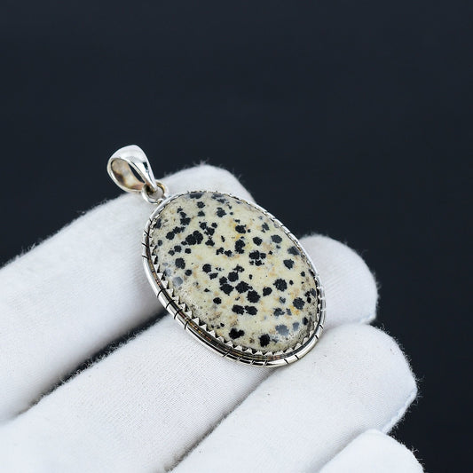 Black and White Dalmatian Jasper Pendant