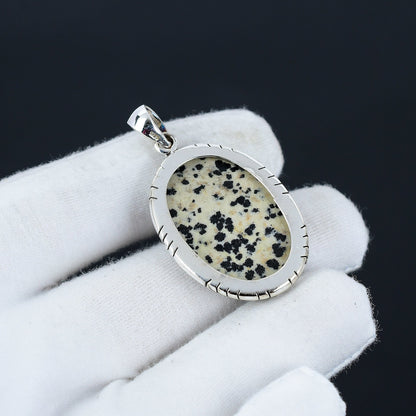 Black and White Dalmatian Jasper Pendant