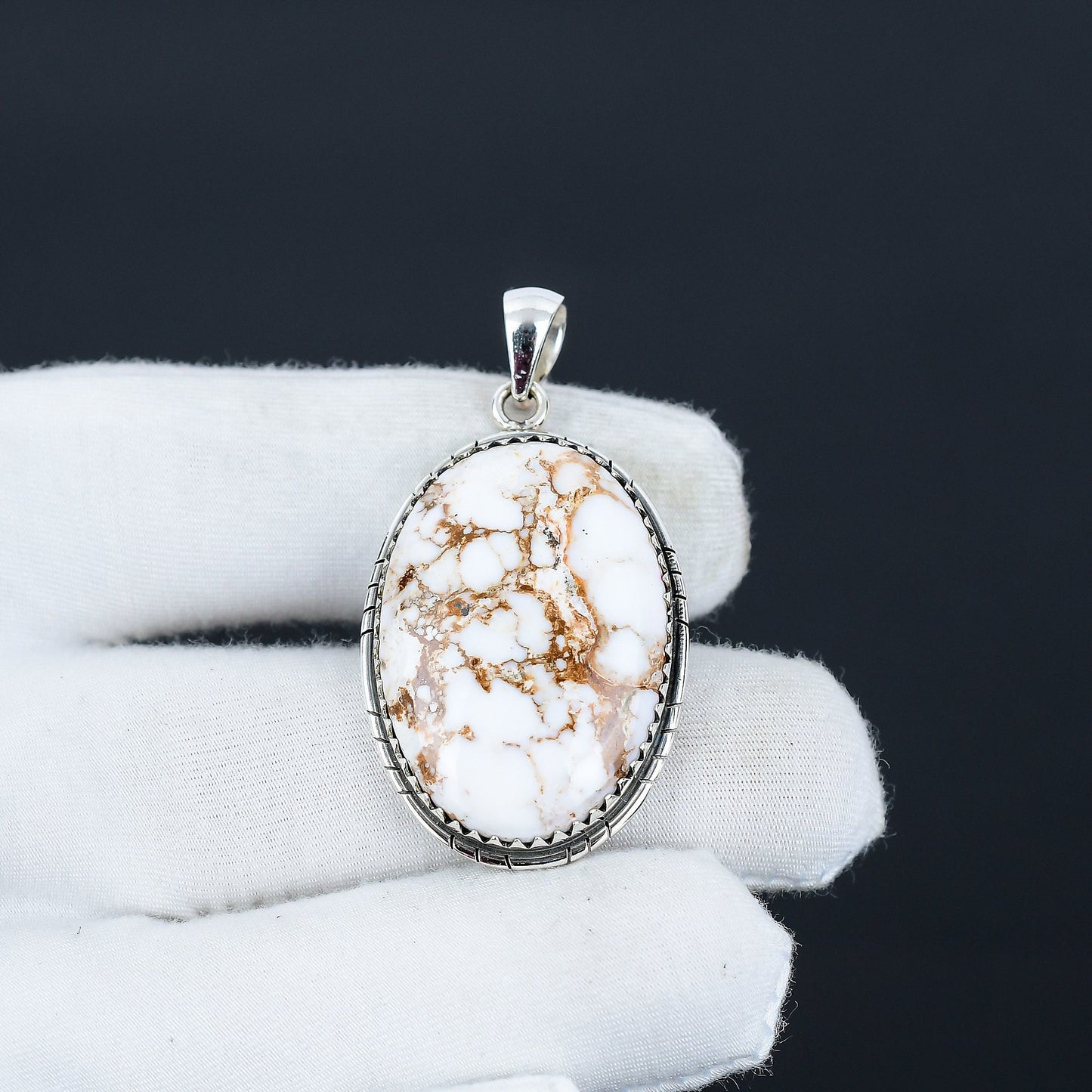 Brown & White Wild Horse Jasper Gemstone Pendant