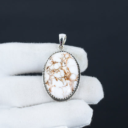 Brown & White Wild Horse Jasper Gemstone Pendant
