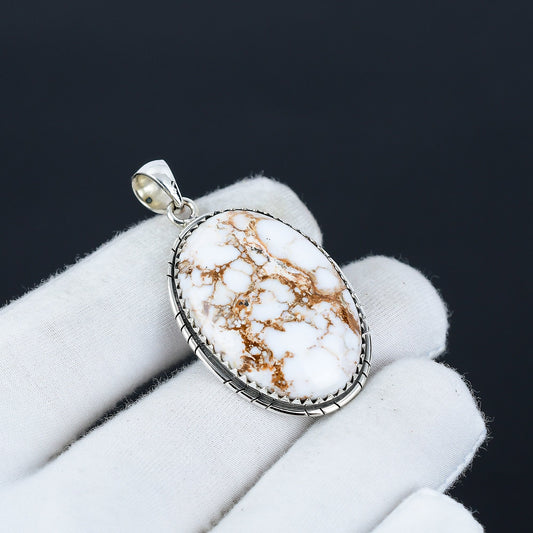 Brown & White Wild Horse Jasper Gemstone Pendant