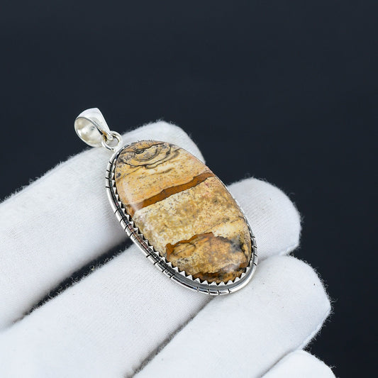 Brown Picture Jasper Gemstone Pendant
