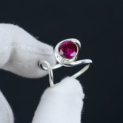 Red Ruby Gemstone Sterling Silver Ring
