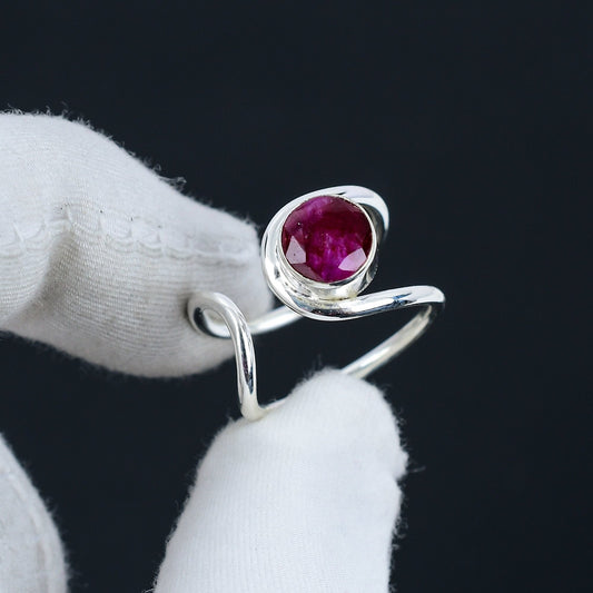 Red Ruby Gemstone Sterling Silver Ring
