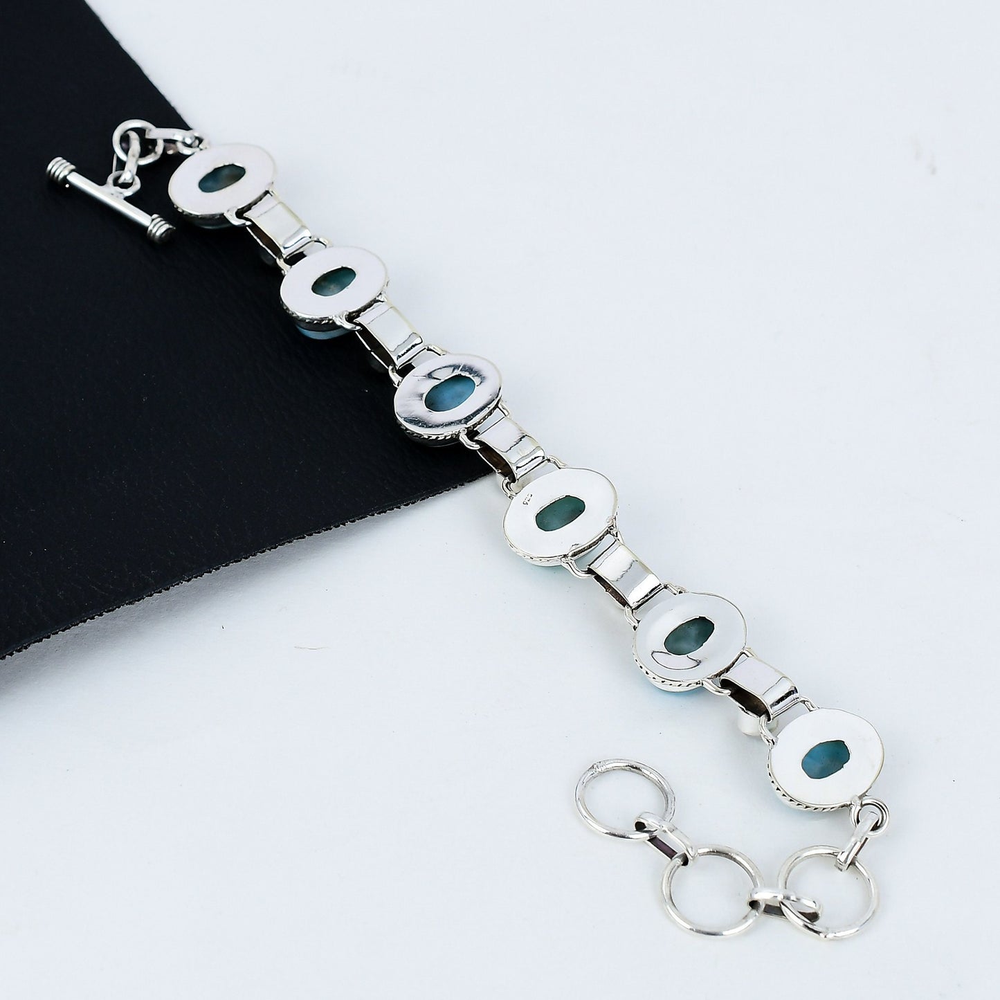 Blue Larimar & Moonstone Sterling Silver Bracelet