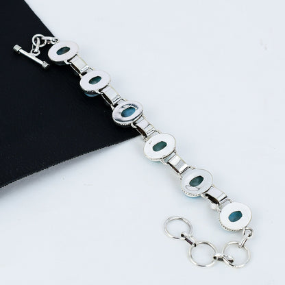 Blue Larimar & Moonstone Sterling Silver Bracelet