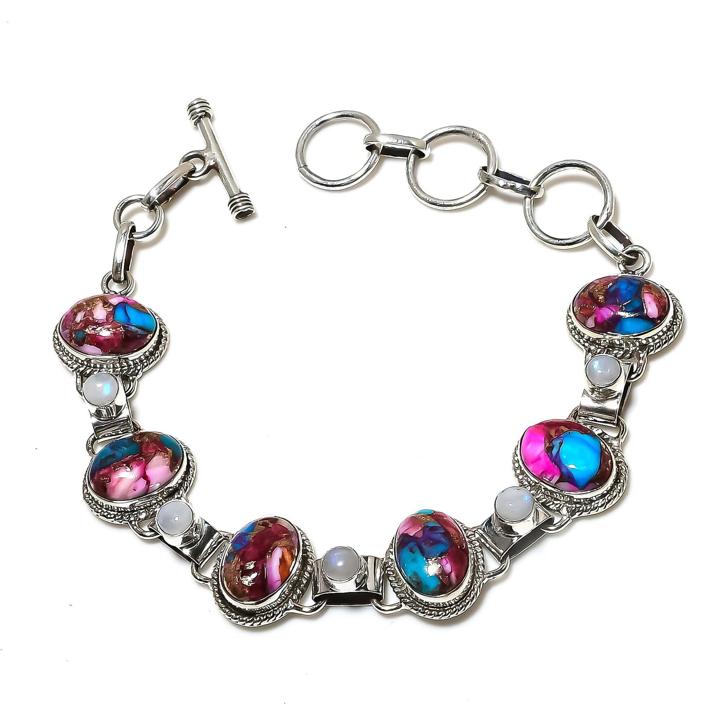 Blue Turquoise Moonstone Gemstone Bracelet
