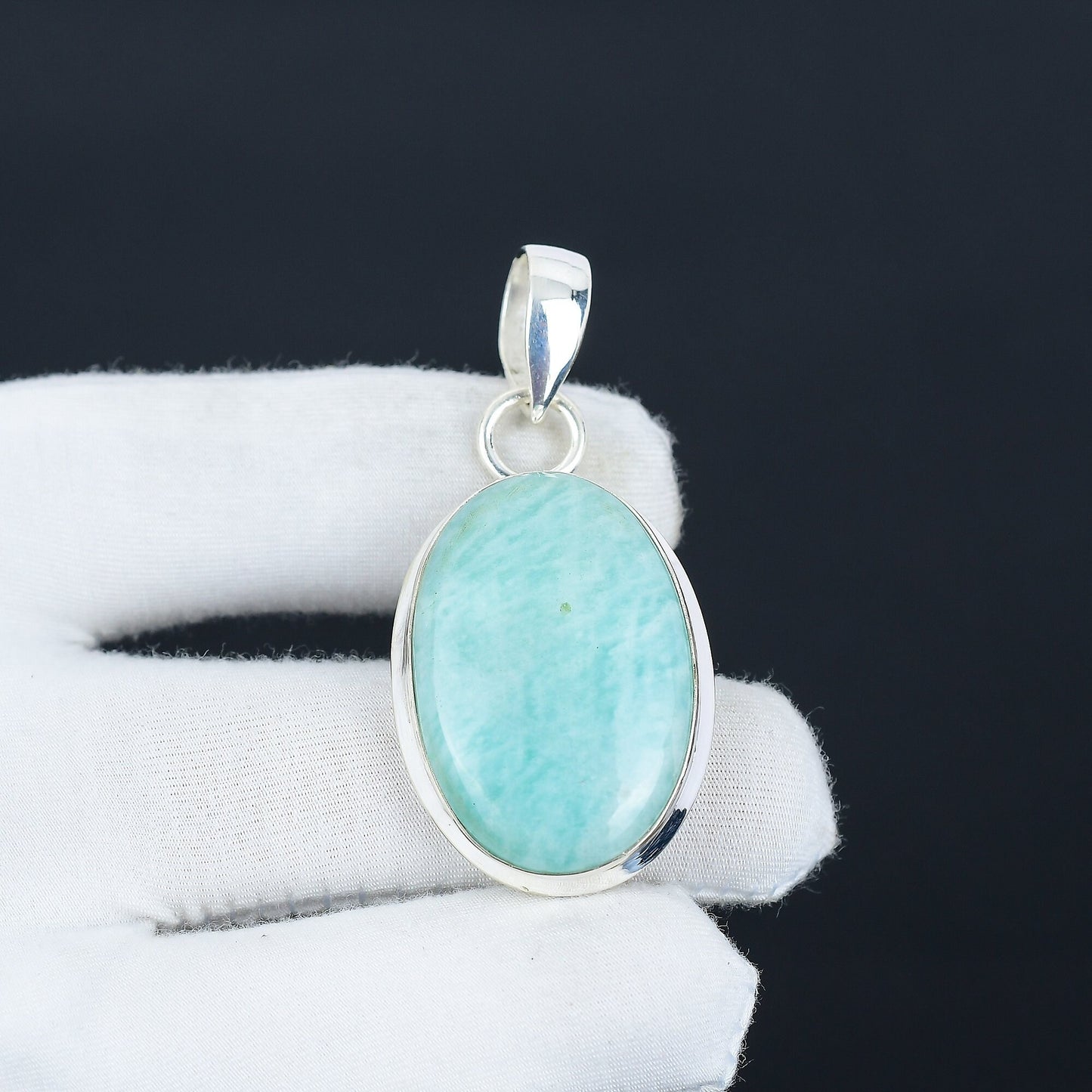 Blue-Green Amazonite Gemstone Pendant