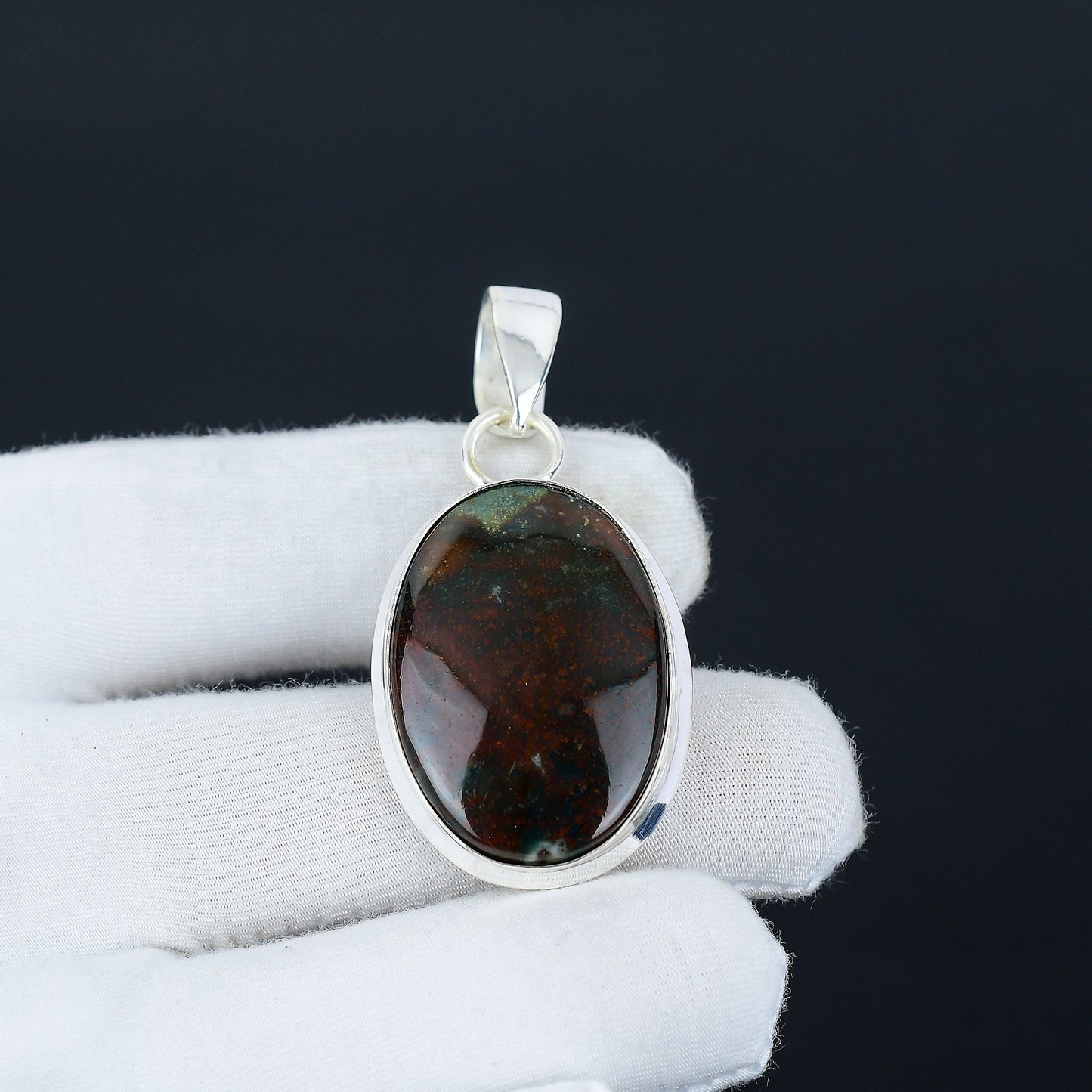 Green Bloodstone Gemstone Pendant