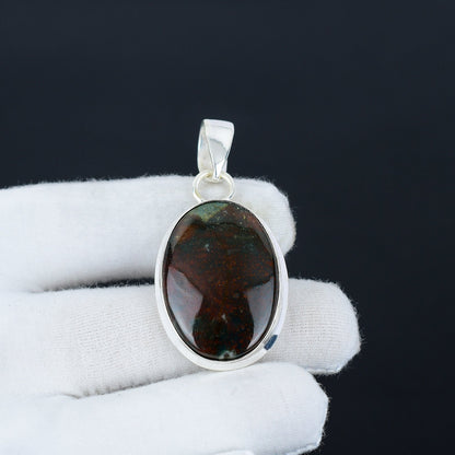 Green Bloodstone Gemstone Pendant