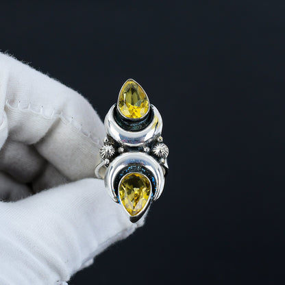 Yellow Citrine Gemstone Ring