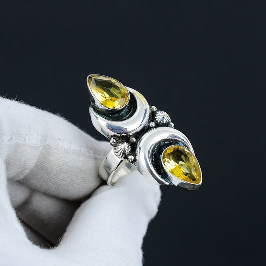 Yellow Citrine Gemstone Ring