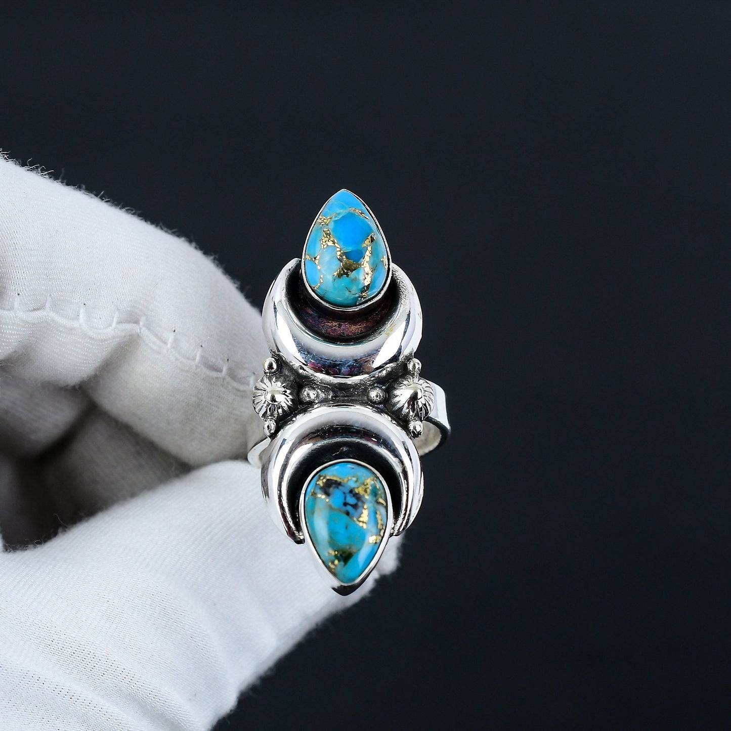 Blue Copper Turquoise Gemstone Ring