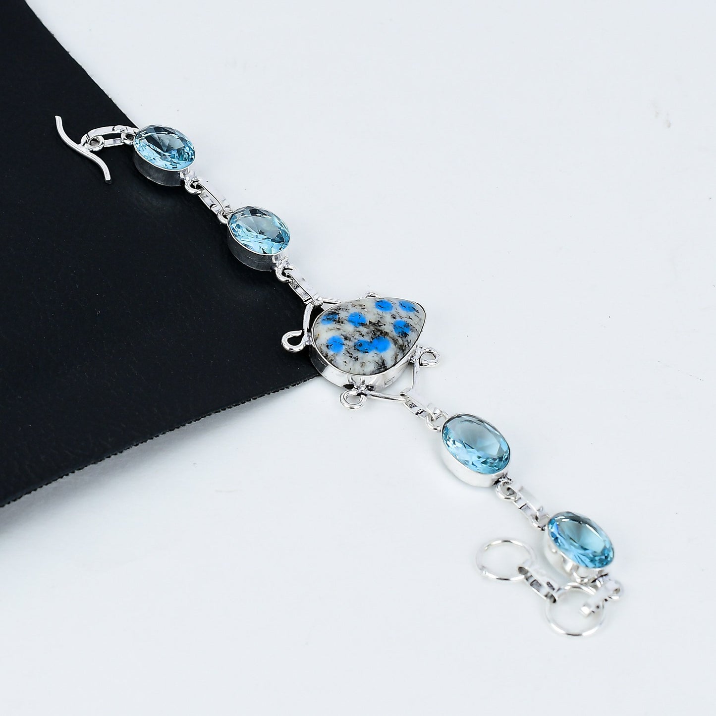 Blue Topaz & K2 Azurite Sterling Silver Bracelet