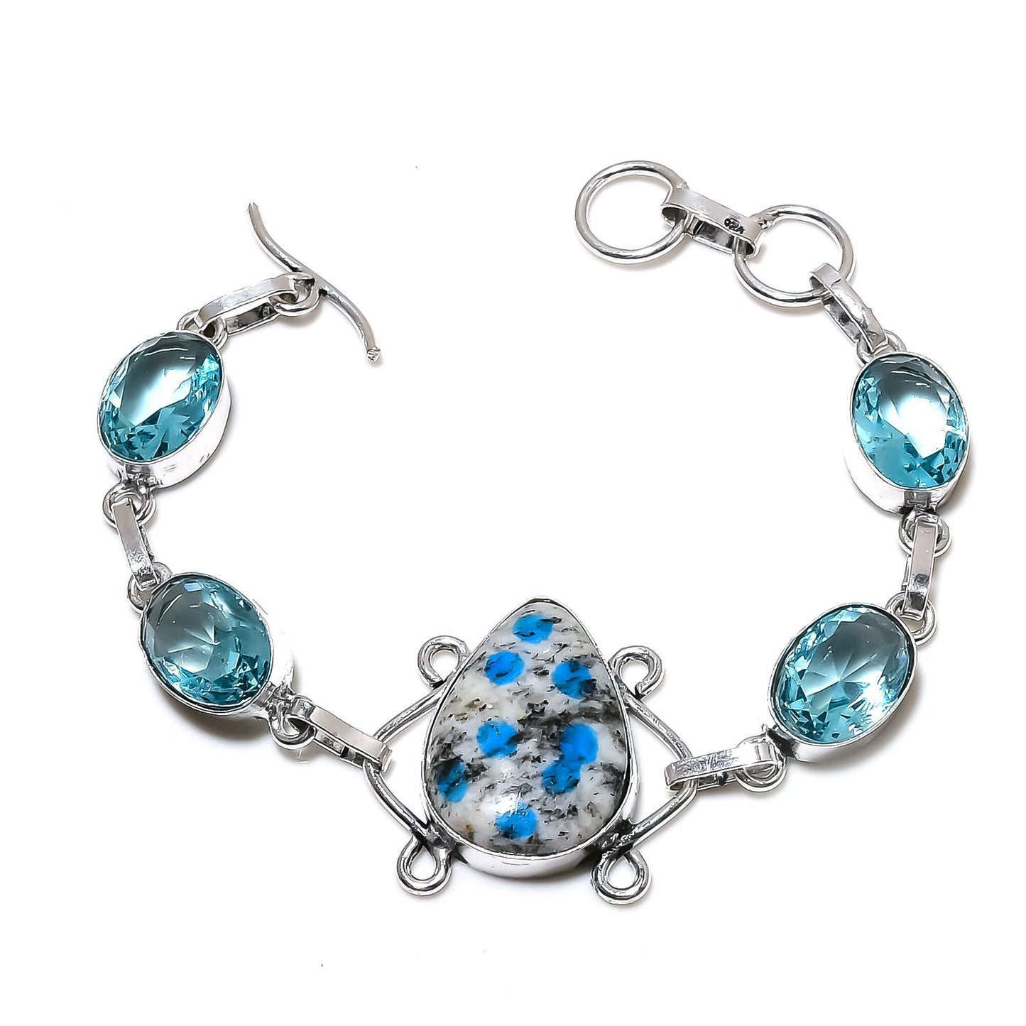 Blue Topaz & K2 Azurite Sterling Silver Bracelet