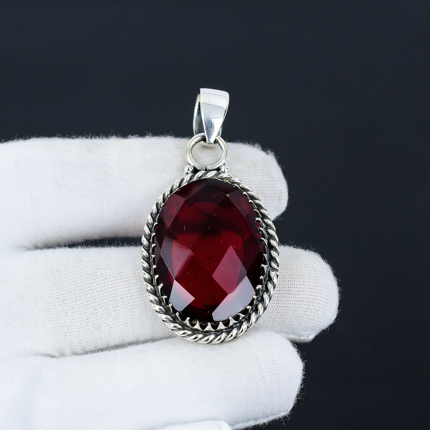 Red Garnet Gemstone Pendant