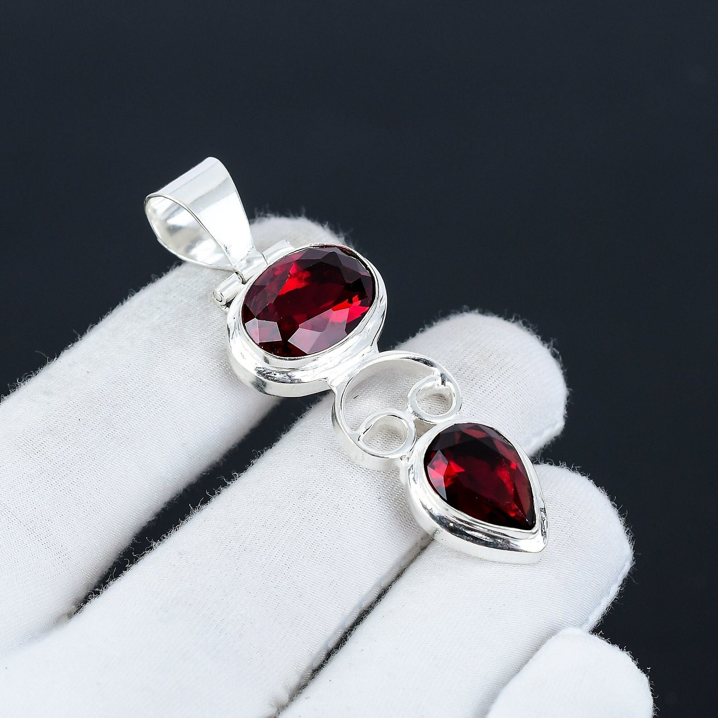 Red Garnet Sterling Silver Necklace