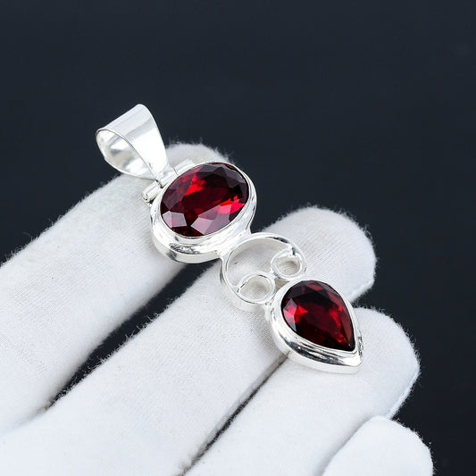 Red Garnet Sterling Silver Necklace
