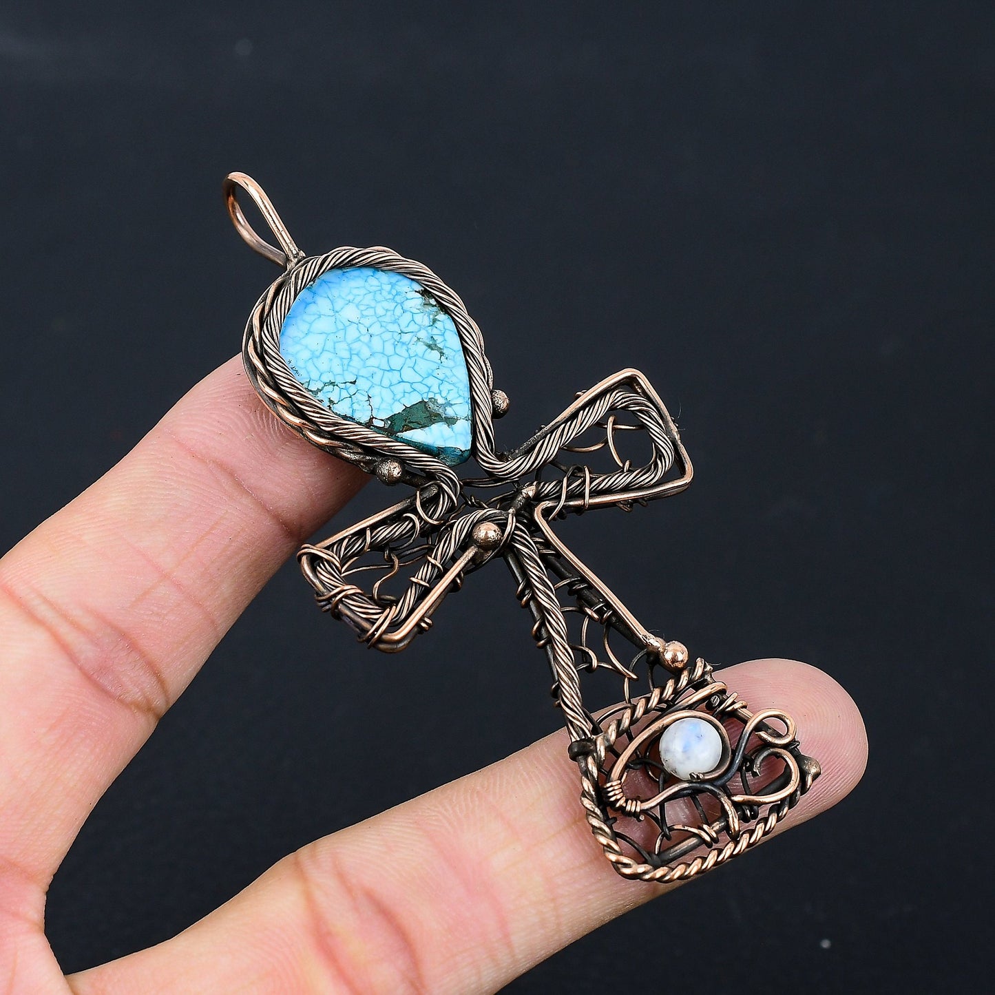 Turquoise Gemstone Ankh Pendant