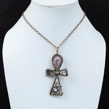 Pink Kunzite Gemstone Ankh Pendant