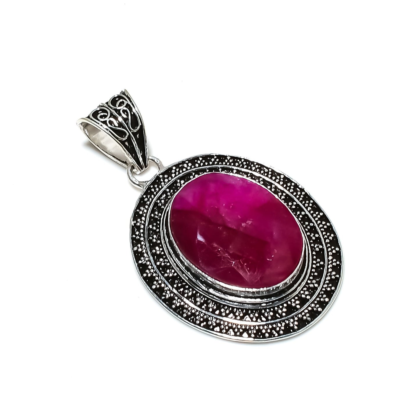 Red Ruby Sterling Silver Pendant