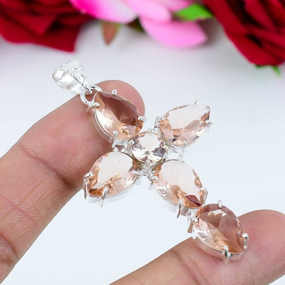 Pink Morganite Cross Pendant
