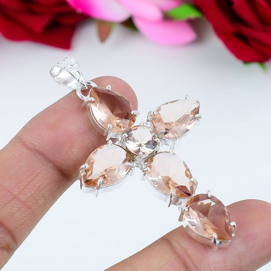 Pink Morganite Cross Pendant