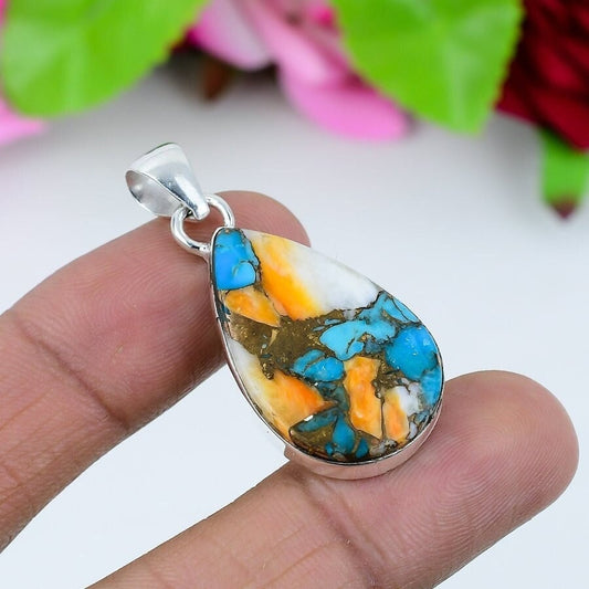 Orange Spiny Oyster Gemstone Pendant