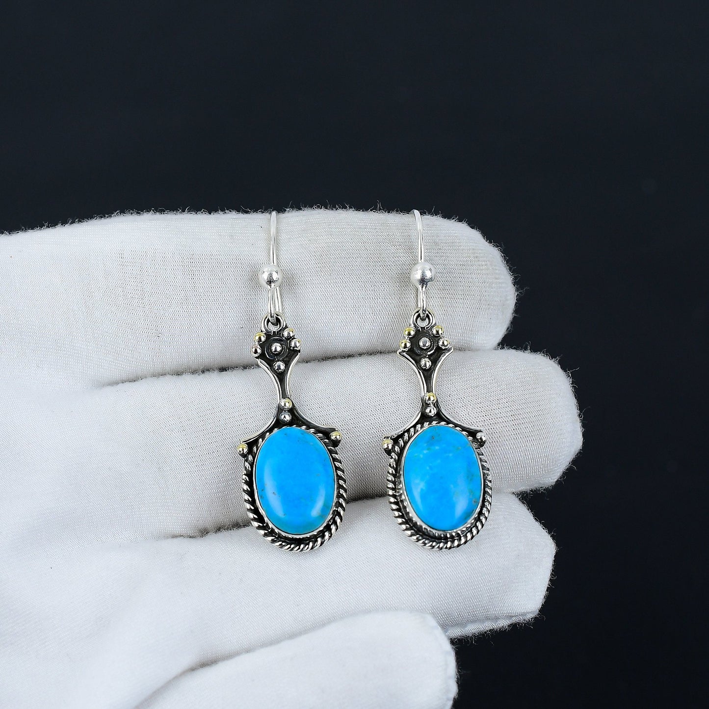 Sleeping Beauty Turquoise Silver Earrings