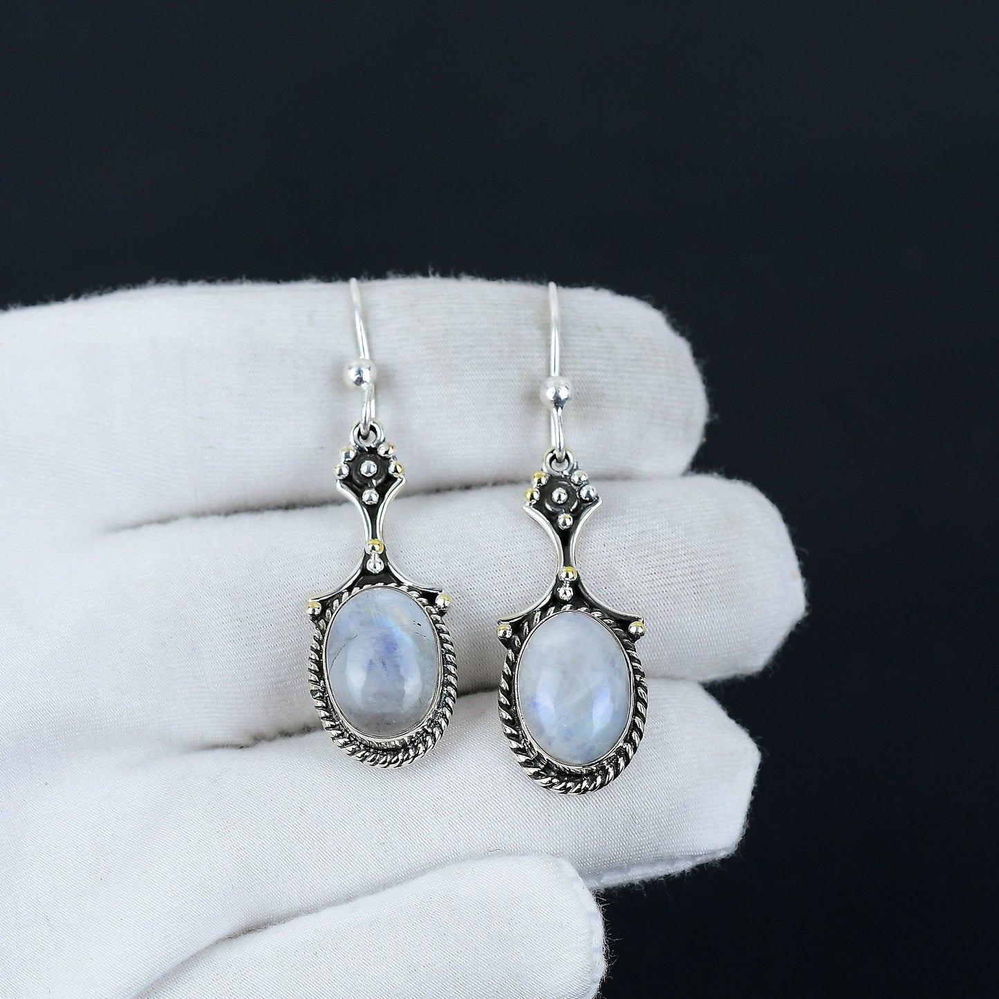 Rainbow Moonstone Gemstone Earrings