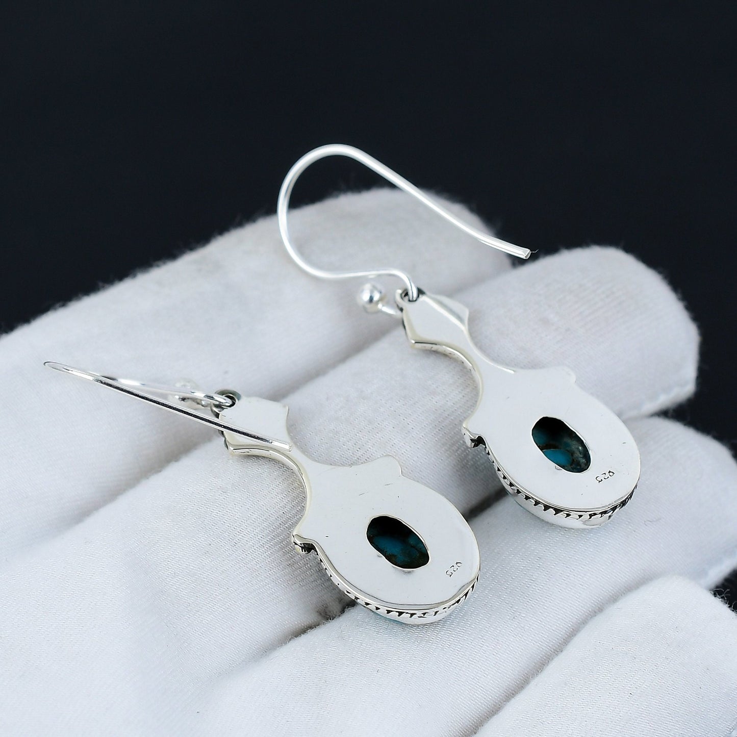 Blue Copper Turquoise Gemstone Earrings