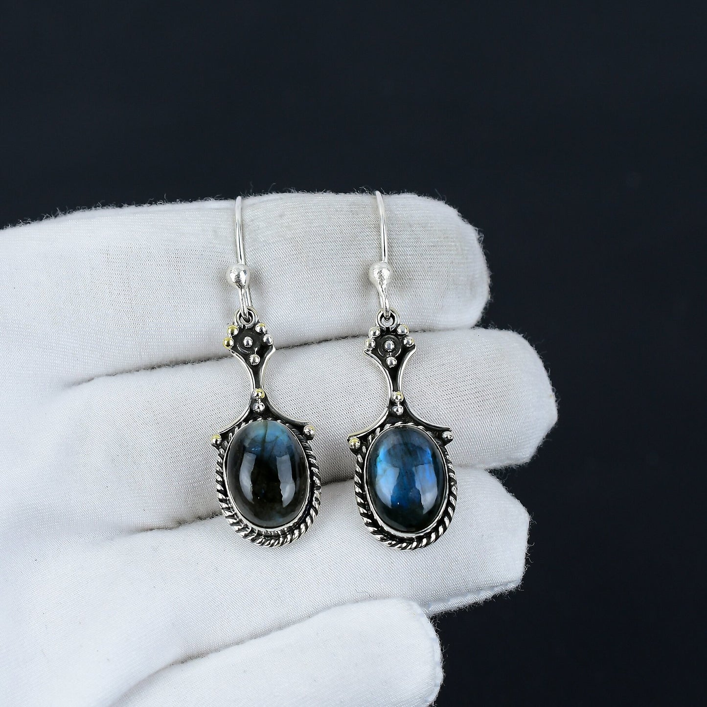 Blue Labradorite Gemstone Earrings