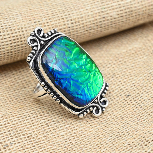 Green Triplet Opal Sterling Silver Ring