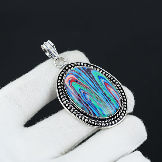 Rainbow Calsilica Gemstone Pendant