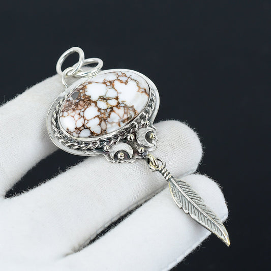 Brown & White Wild Horse Jasper Gemstone Pendant
