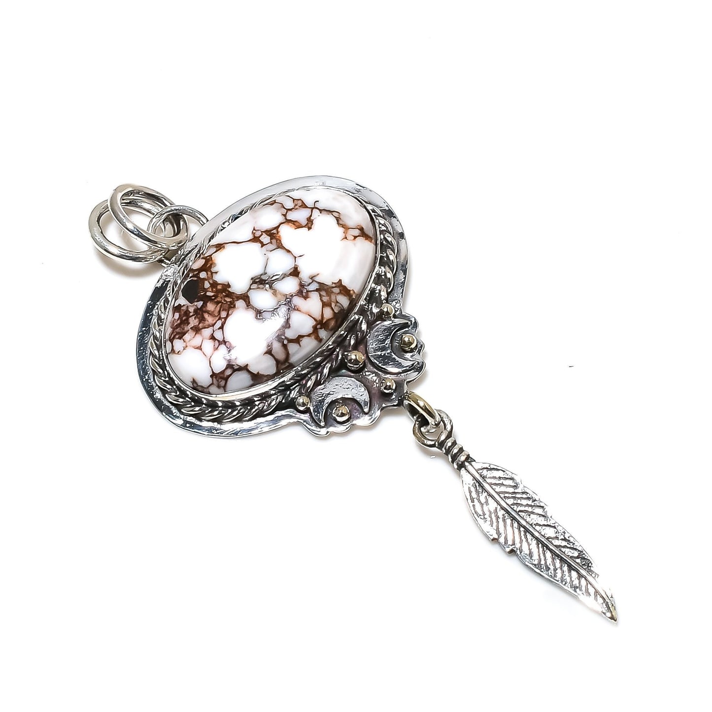 Brown & White Wild Horse Jasper Gemstone Pendant