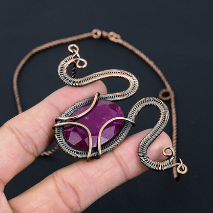 Ruby Gemstone Copper Pendant Necklace