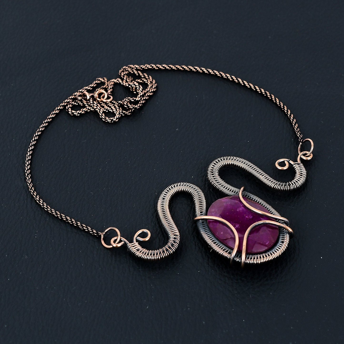 Ruby Gemstone Copper Pendant Necklace