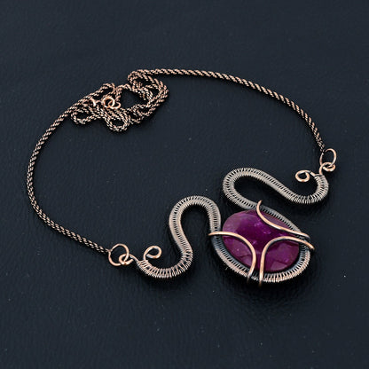 Ruby Gemstone Copper Pendant Necklace