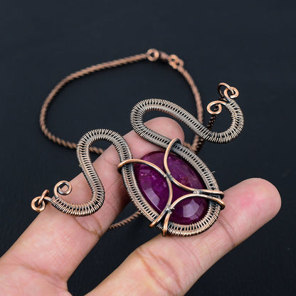 Ruby Gemstone Copper Pendant Necklace